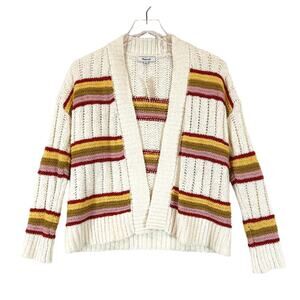 Madewell Women's Stripped Open Front Knit Cardigan Sweater Size XS Chunky Retro